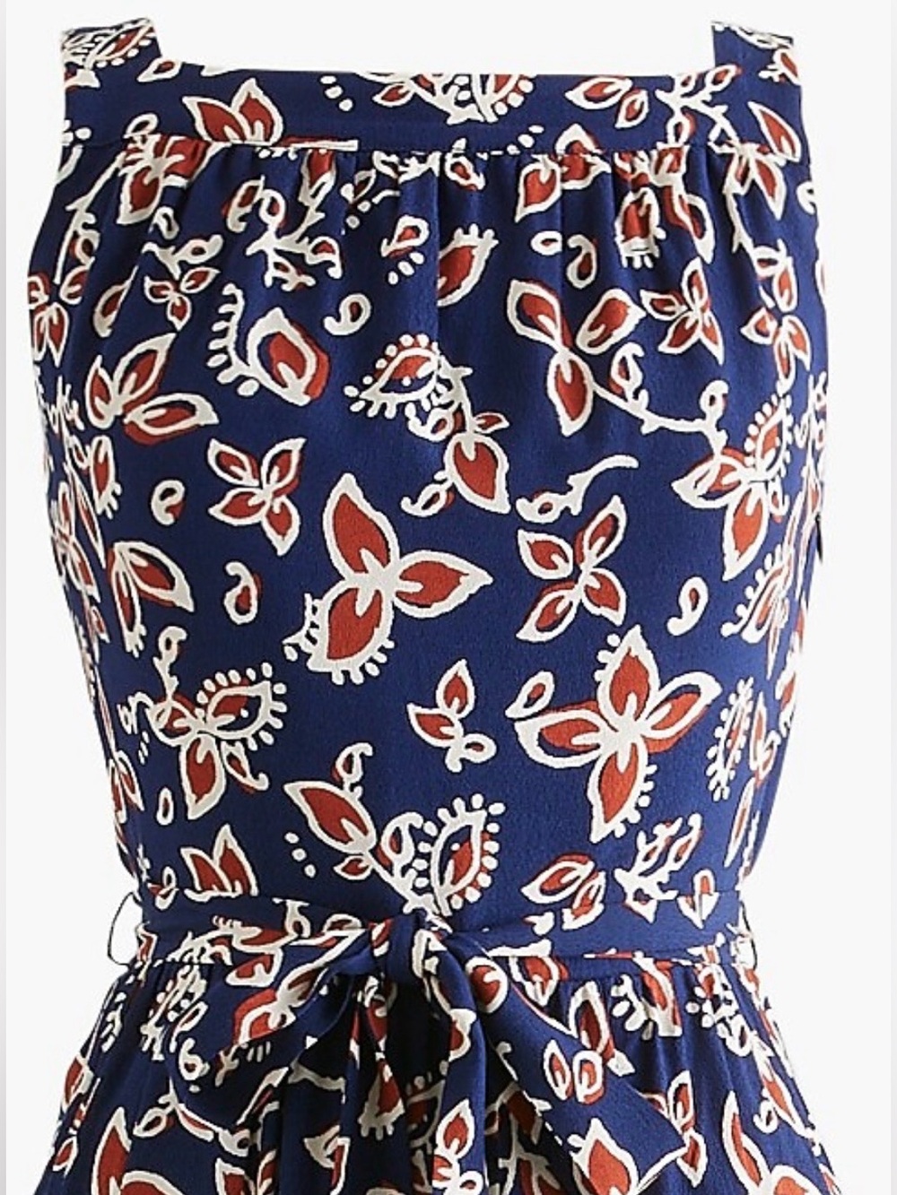 Navy Floral Tie-Waist Midi Dress - Picture 2 of 3